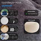 Fluffy Bean Bag Chair Cover for Adults Teens or Kids, xl Faux Fur Stuffed Animal Storage (Beige, 5 ft (Cover Only))