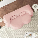 2 in 1 Convertible Folding Sofa Bed, Plush Corduroy Lazy Lounge Sofabed, Foam Folding Floor Sofa Bed, 78" Full Size Memory Foam Couch for Living Room Guestroom, No Assembly Sofabed (Baby Pink)