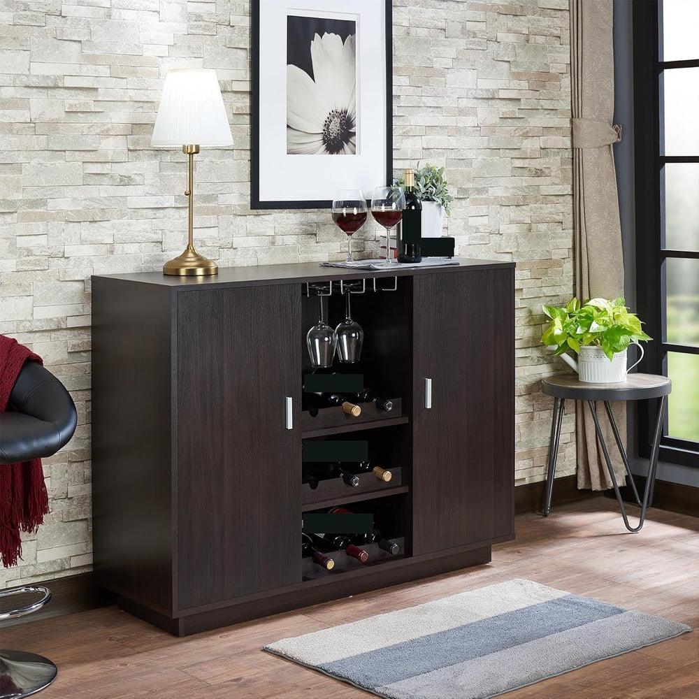 Wine Cabinet with Storage Shelves, Kitchen Wine Sideboard Cupboard Pantry Cab...