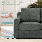 83” Chenille 3 Seats Sofa w/Comfortable Back Cushions, Grey | Modern Couch w/Deep Seat Space, Upholstered 8 Seater Sofa w/High Resiliency Foam for Living Room