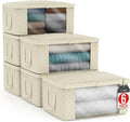 Sorbus Medium Clothes Storage Bags - Foldable Blanket Storage Bins for Organizing Bedroom, Closet, Clothing, Comforter, Organization with Clear Window, Lids and Carry Handles - Set of 6