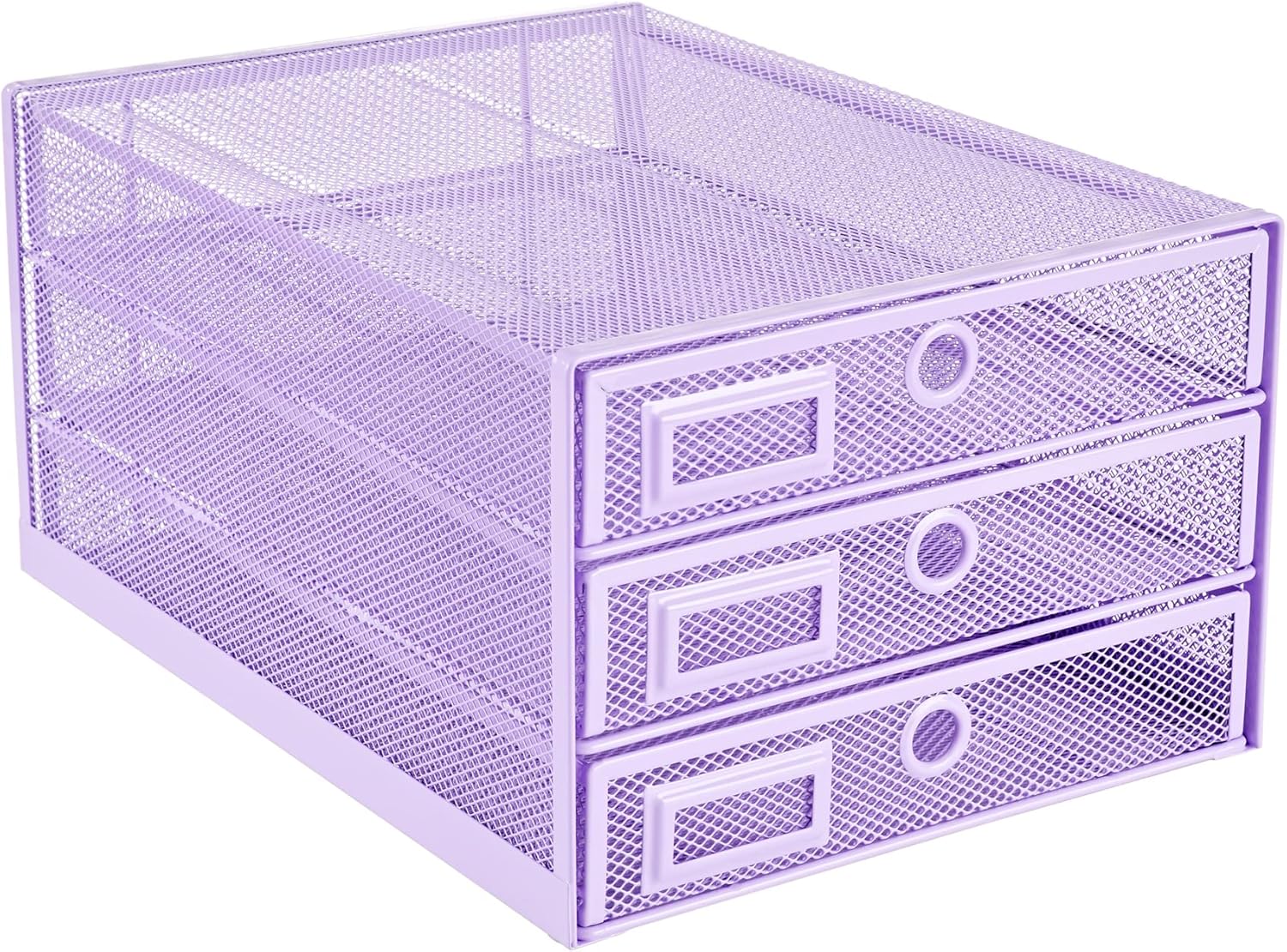 Annova Desk Organizer Wire Mesh 3 Tier Sliding Drawers Paper Sorter/Multifunctional/Premium Solid Construction for Letters, Documents, Mail, Files, Paper, Kids' Art Supplies (Light Pink)