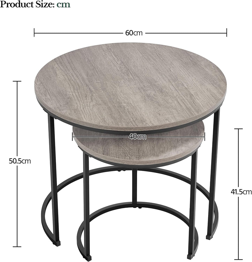 Topeakmart Nesting Side Tables Set of 2, Modern Round End Tables, Gray | Nest...