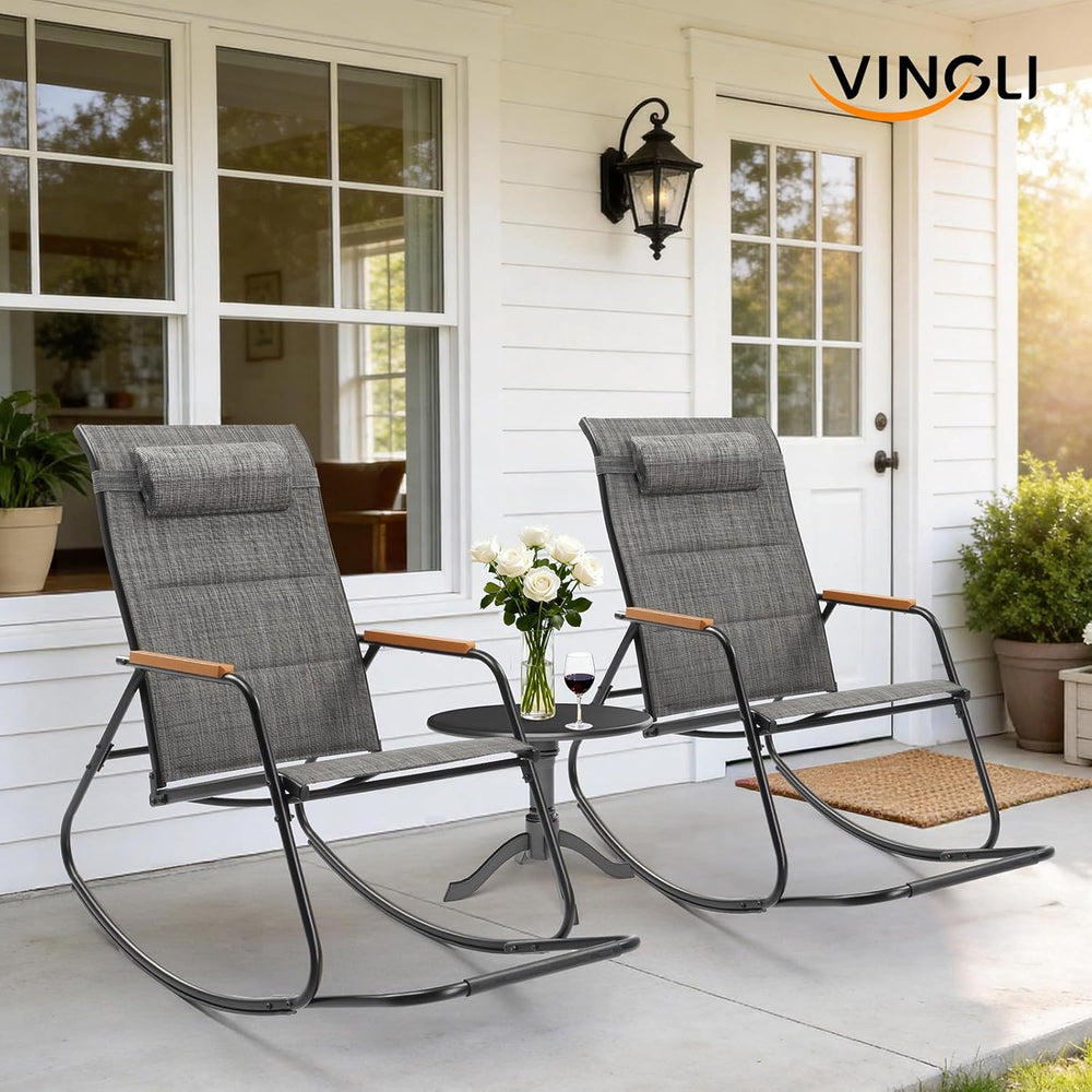 VINGLI Outdoor Rocking Chair, 450lbs Capacity Portable Outdoor Rocker with Fo...