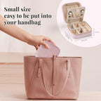Dajasan Velvet Travel Jewelry Box, Mini Travel Jewelry Case, Small Portable Travel Jewelry Organizer Box with Mirror for Earrings Bracelets Rings Necklace (Pink)
