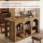 Tribesigns Kitchen Island with Storage, 55-in Counter Height Stationary Kitchen Table with 2-Tier Shelves & Large Worktop, Wooden Coffee Bar Table for Dining Room, Rustic Brown