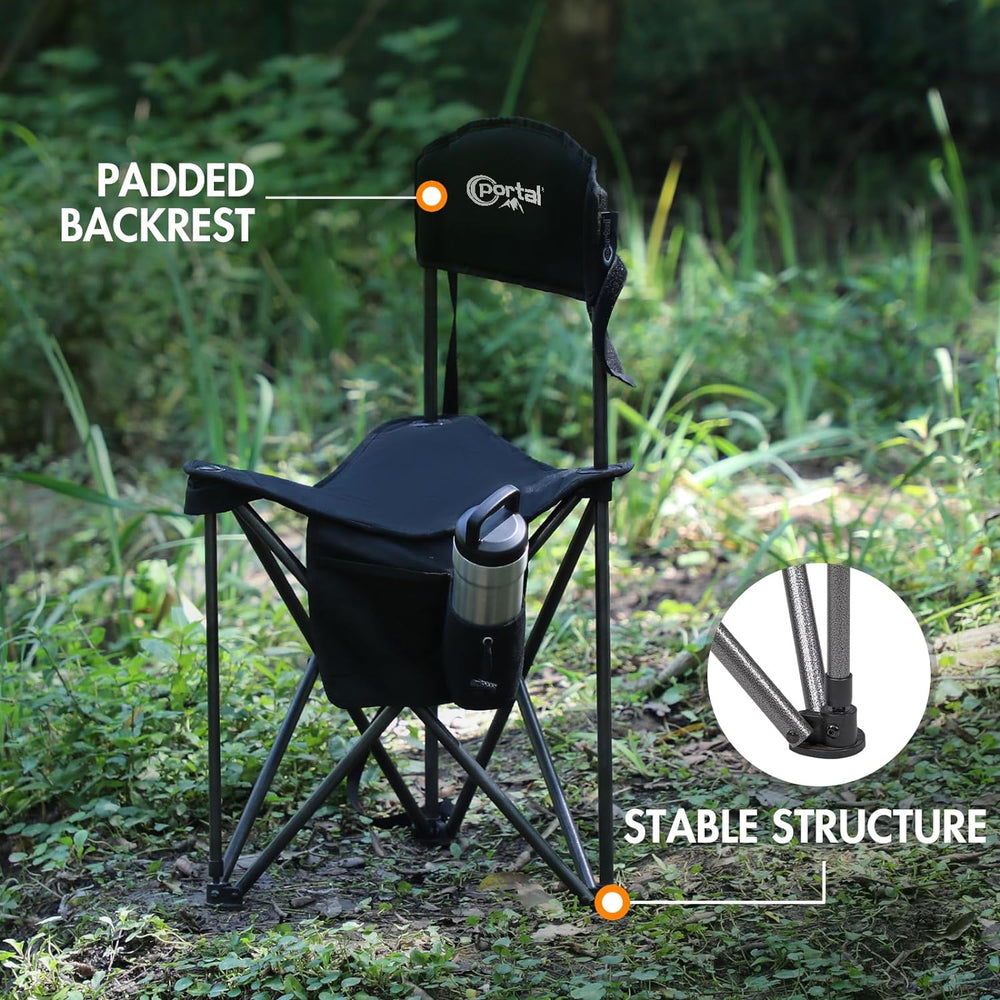 Portal Extra Large Quick Folding Tripod Stool with Backrest Fishing Camping C...