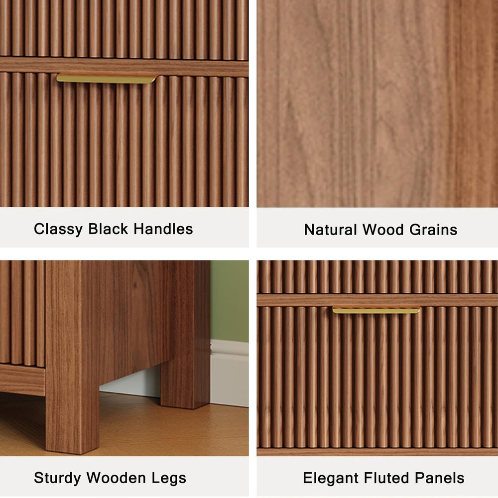 Mid-Century Modern Tall Wooden Dresser with 4 Spacious Drawers, Entryway Stor...