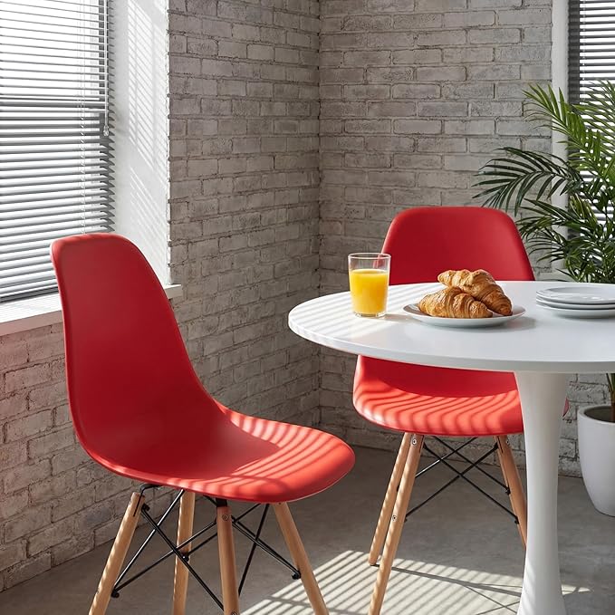Furmax Modern Style Dining Chair Mid Century Modern DSW Chair, Shell Lounge Plastic Chair for Kitchen, Dining, Bedroom, Living Room Side Chairs Set of 4