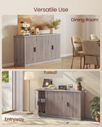 VASAGLE MAXE Collection - Buffet Cabinet, Console Cabinet, Sideboard with Adjustable Shelves, Fluted Doors, Transitional, Kitchen Pantry, Washed Gray UBBK382G01S