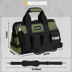 Heavy Duty Tool Bag 15-Inch, 16-Pocket Portable Empty Tool Box Organizer Storage, Toolbox Organization, Soft Handle Large Zipper Carrying Toolbag, Dad Men Mechanic Birthday Stocking Stuffer Gifts