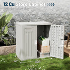 Amopatio Outdoor Storage Cabinet with Lockable Doors, Resin Cabinet Waterproof Freestanding Outdoor Patio Storage Shed for Garden Tools, 19.7" D x 29.5" W x35.4 H, Gray