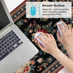 Vintage Persian Carpet Mouse Pad – Large Extended Desk Mat 35.43 x 15.75 in – Oriental Floral Rug Design, Non-Slip Rubber Base, Stitched Edges, Soft Keyboard & Mouse Mat for Office or Gaming