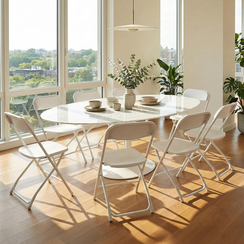 DUMOS Plastic Folding Chairs Sets of 6, Patio Dining Foldable Sets, Outdoor