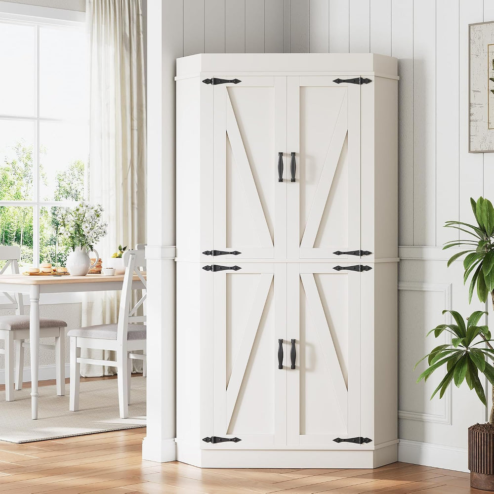 Corner Cabinet,71'' Kitchen Pantry Storage Cabinet with 4 Doors and S...