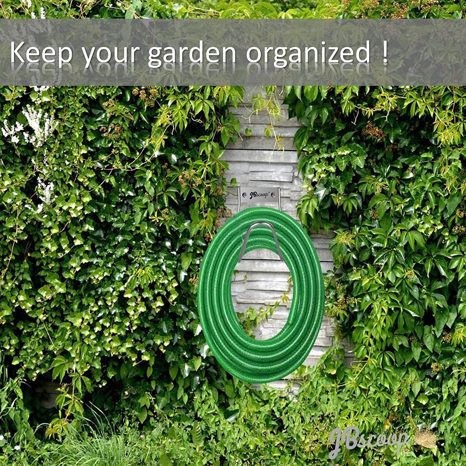 JBscoop Garden Hose Holder Stainless Steel Small Wall Mount Garden Hose Hook, Ideal for Water, Air, Hydraulic Hose, Ropes, Extension Cords Heavy Duty & Rust Proof Set of 2