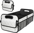 Deosk Trunk Organizer with 6 Pockets - Car Storage Accessory for SUVs, Minivans, and Trucks - 50L Waterproof Polyester (Medium, Beige)