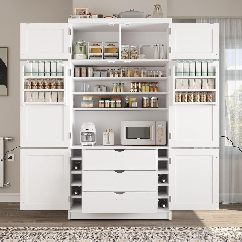 JIJIWANG 80.1'' Modern Kitchen Pantry Storage Cabinet with Adjustable...