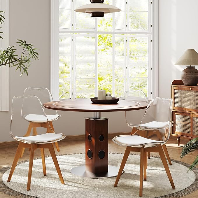 Dining Chairs Set of 4, Clear Acrylic Dining Chair Modern Transparent Chairs ...