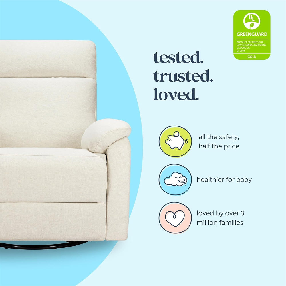 Davinci Suzy Electronic Swivel Recliner with USB Port in Vanilla, GREENGUARD ...