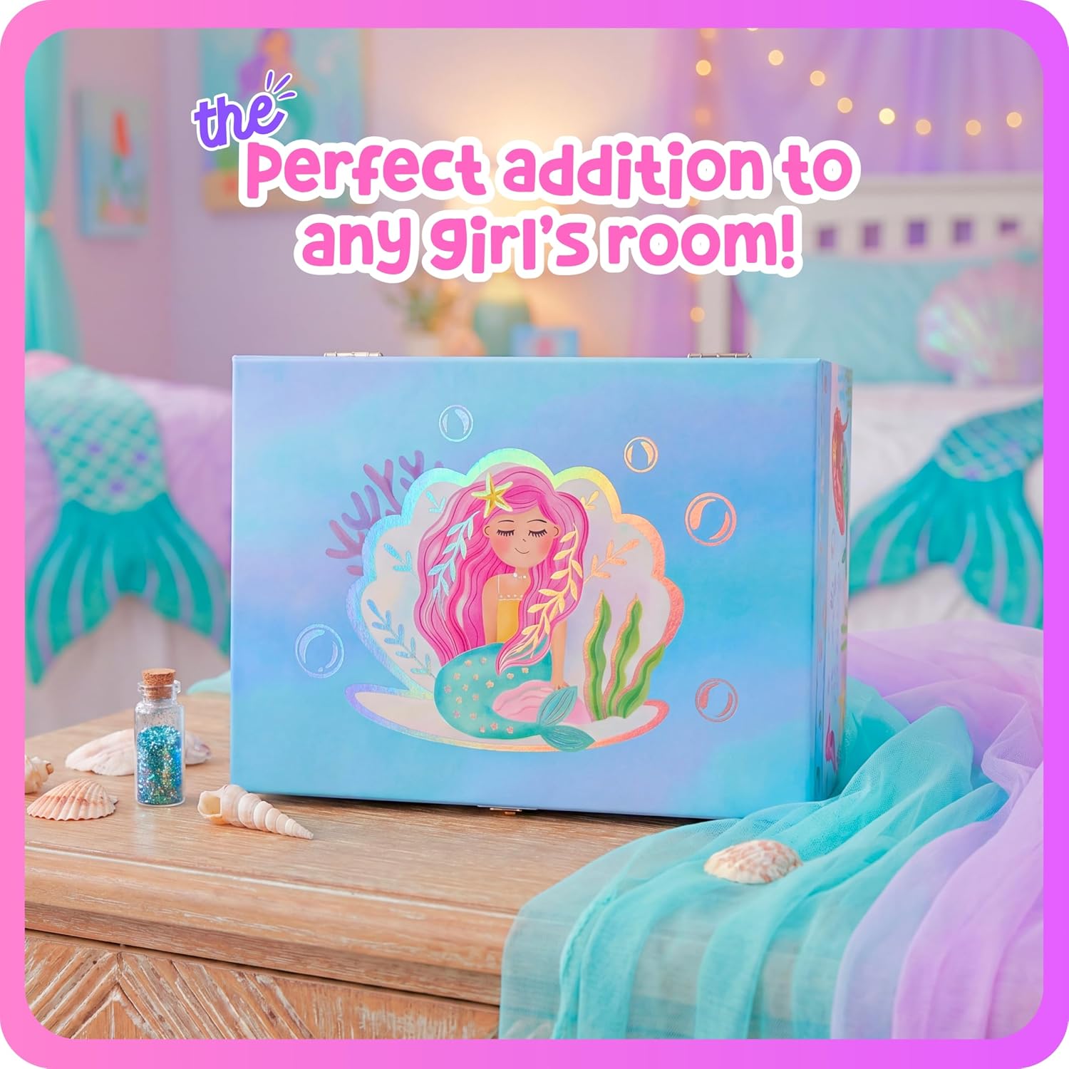 Giggle & Honey® Musical Mermaid Jewelry Box for Girls | Music Boxes for Little Girls, Toddler Jewelry Box for 4 Year Old Kids, Toys for Toddlers, Birthday Gifts for Kids 5-9 Years