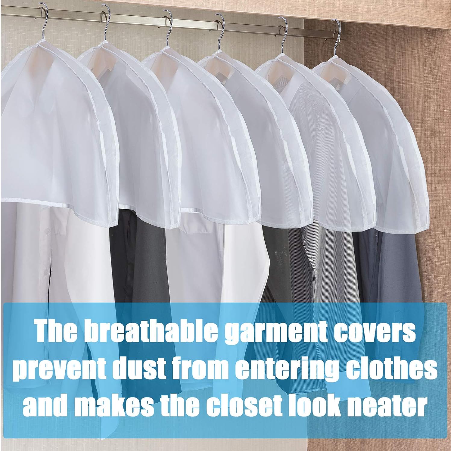 Patelai 24 Pcs 2" Gusseted Shoulder Covers for Hanging Clothes 24" x 12" Plastic Garment Dust Covers Protectors for Closet Storage Suit, Coats, Jackets, Dress Closet Storage(Translucent)