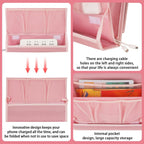 Bedside Caddy Bedside Storage Organizer Bedside Organizer with Power Strip Holder and 2 Adjustable Straps for Home Bunk Bed College Dorm Sofa (2 Pack Pink)