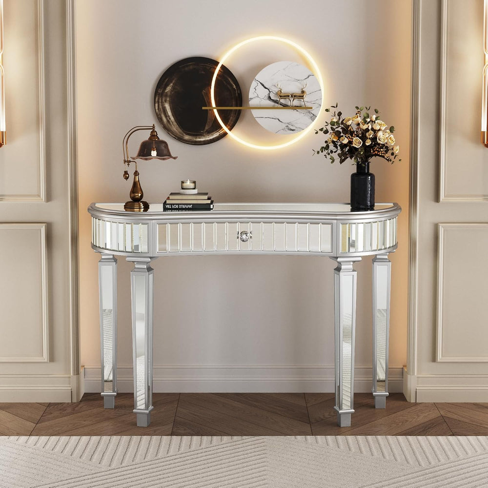 SSLine Mirrored Console Table Makeup Dressing Table,Modern Sofa Side Table Mi...