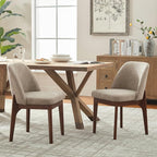VKNOW Modern Dining Chairs Set of 6, Faux Leather Kitchen Chairs with Wood Legs, Upholstered Side Chair for Kitchen Dining Room, Taup