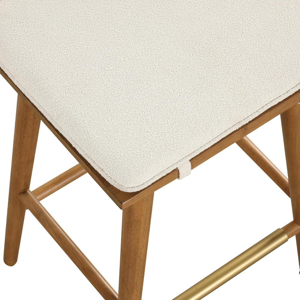 Nathan James Barker Counter Height Solid Wood Barstool with Upholstered Cushi...