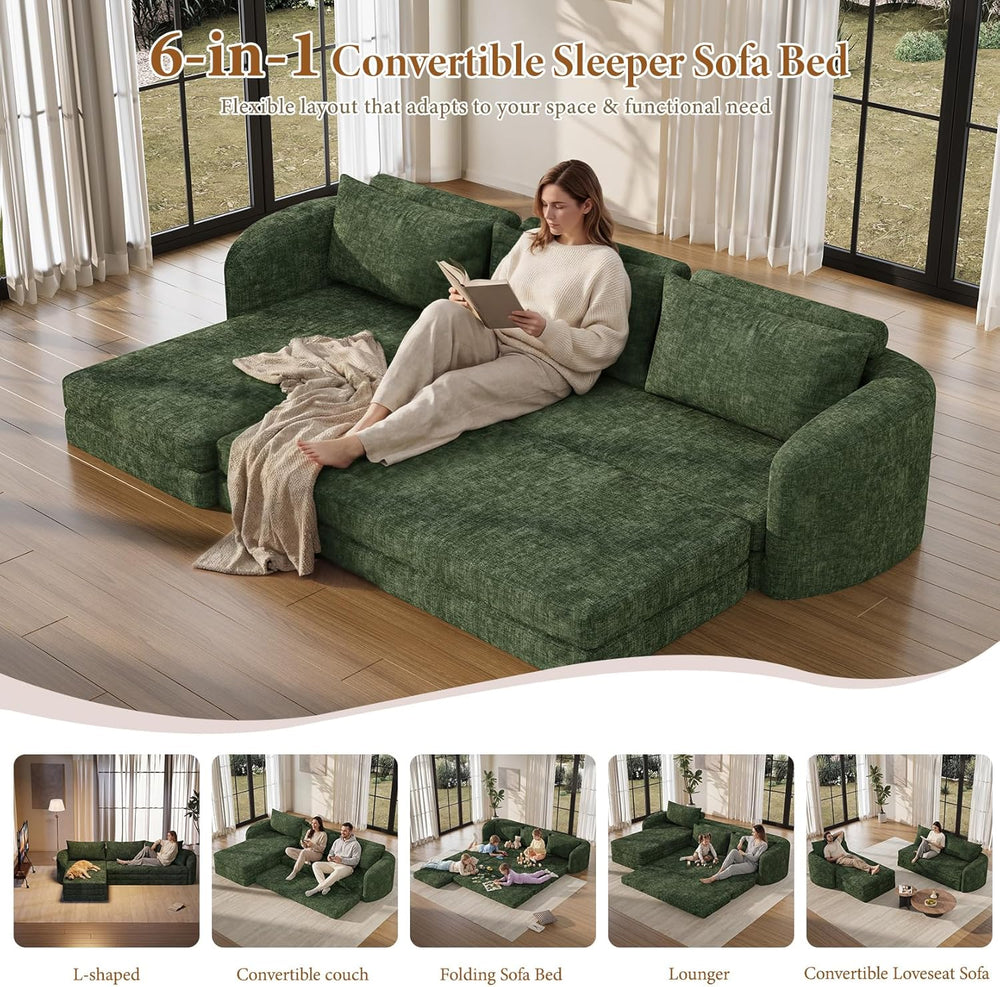 Vesgantti 110.2" Modular Sectional Sofa with Curved Armrest, 6 in 1 Conv...