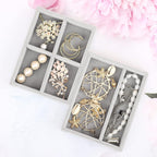 DesignSter Small Jewelry Tray, 2PCS Ring Organizer, Velvet Jewelry Display Tray, Stackable Jewelry Organizer Trays, Jewelry Drawer Organizer Inserts For Dresser, Jewelry Box (Gray)