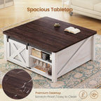 SEDETA 31.5" Lift Top Coffee Table with Storage, Square Coffee Tables for Living Room, Farmhouse Coffee Table with Large Hidden Storage Compartment and Adjustable Shelves, Vintage White