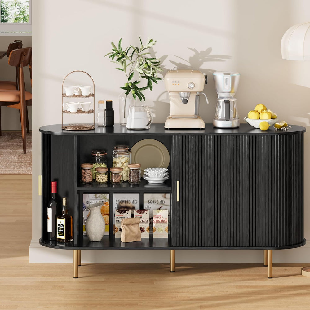 DHH Sideboard Buffet Cabinet with Storage,Mid Century Modern Fluted Accent Co...