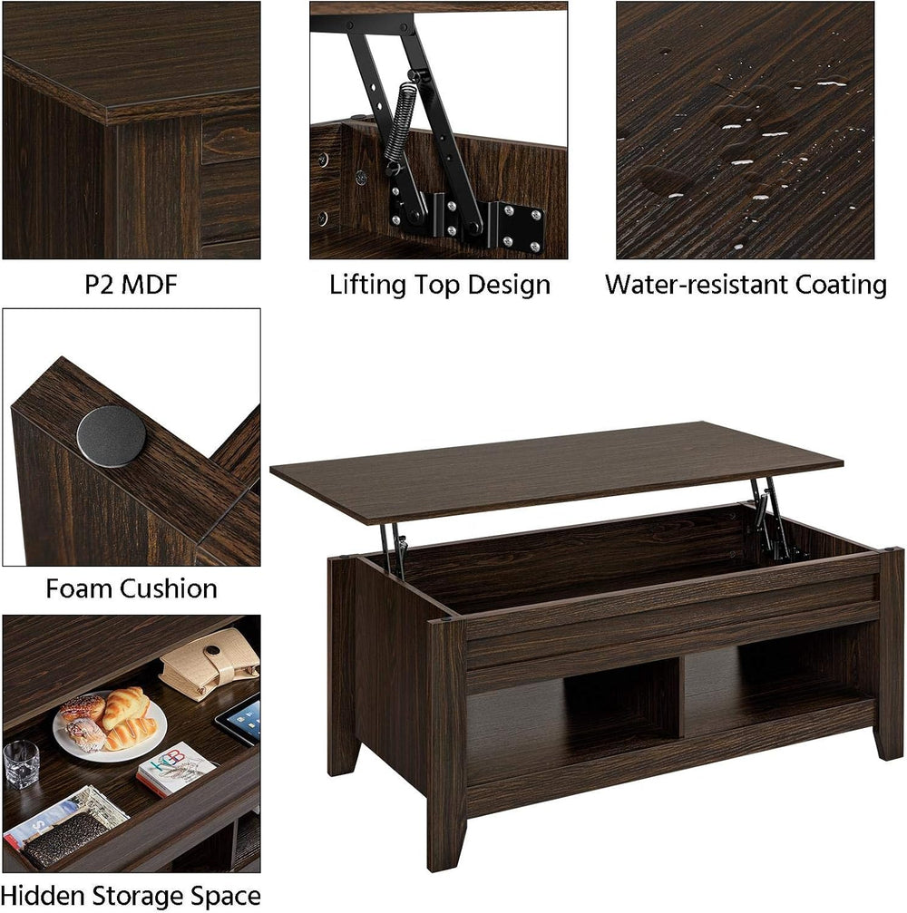Yaheetech Modern Living Room Furniture Set, 47.5in Lift Top Coffee Table w/St...