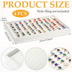 Wenqik 4 Pcs Cardboard Ring Holder with Velvet Lining, 100 Slot Inserts Stackable Ring Display Tray,13.8 x 9.4 x 1.2 inch (Beige)