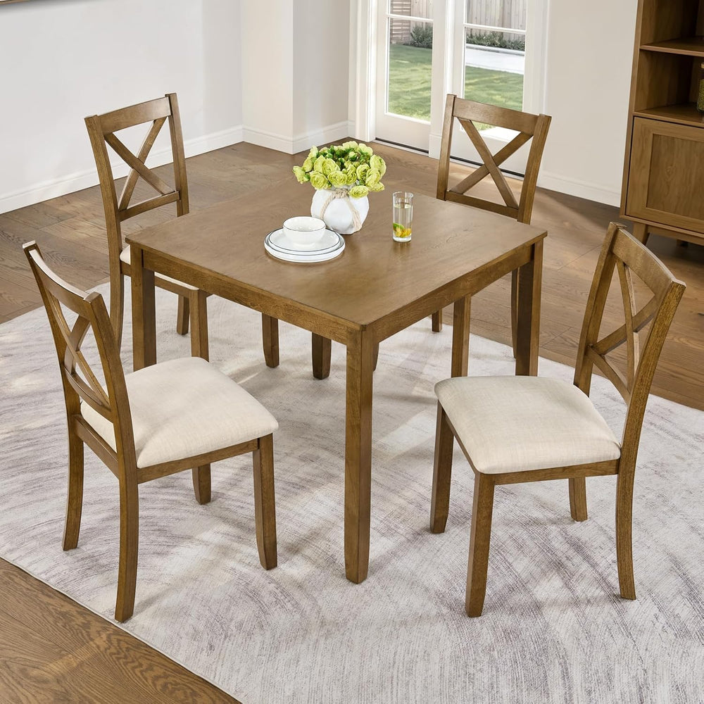 LUMISOL 5-Piece Dining Table Set for 4, Farmhouse Kitchen Table Set with 4 Up...