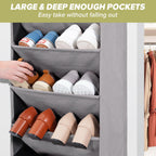 6 Pack Shoe Organizer with 6 Extra Large Pockets and 4 Large Pocket, Over the Door Sturdy Closet Storage Rack, Hanging Shoe Organizer for Shoes, Sneakers, Grey