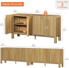 WAMPAT Modern TV Stand for TVs Up to 120 inches,126" W Farmhouse Entertainment Center with Adjustable Shelf and 4 Doors, Media Console Table TV Cabinet for Living Room, Light Walnut