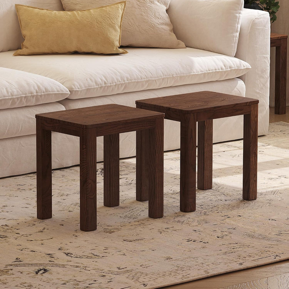 100% Solid Wood Stool, Walnut Wood Ottoman Footrest Stool Vanity Chair Bench ...