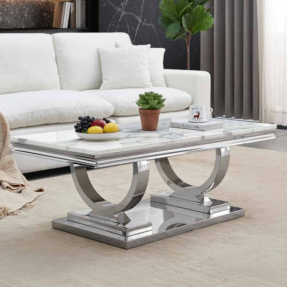 SSLine Modern 4 Piece Living Room Table Set, Includes 1 Coffee Table & 2 ...