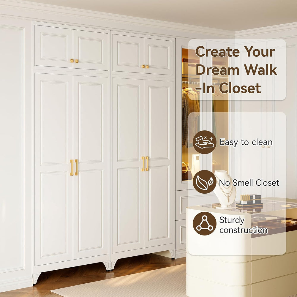 Metal Wardrobe Cabinets,Armoire Wardrobe Closet with Hanging Rod,Clothes Stor...