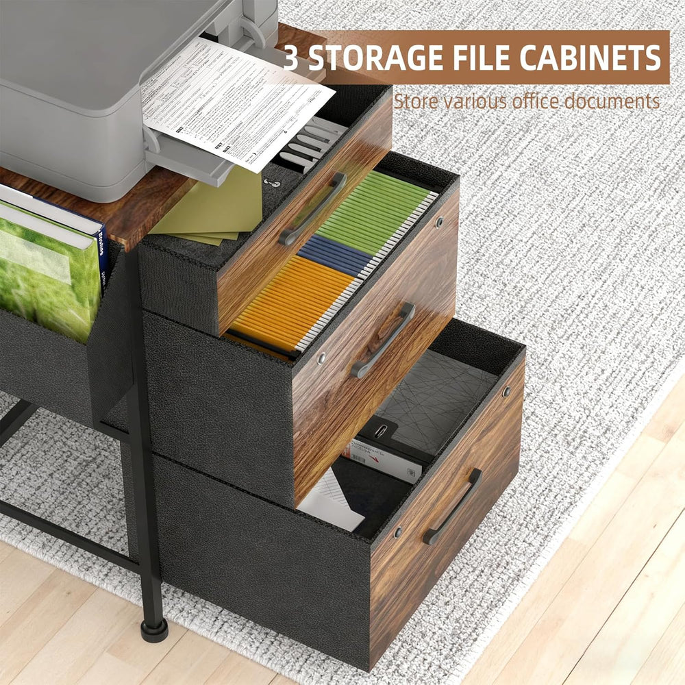 FAHKNS 3 Drawer Vertical Filing Cabinet with Charging Station, 3 Drawer File ...