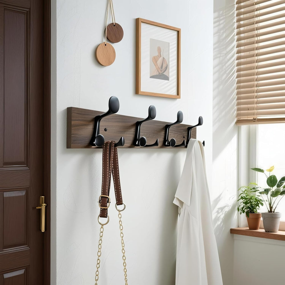 WEBI Coat Rack Wall Mount,24" Solid Wood Coat Hooks Wall Mounted Coat Ha...