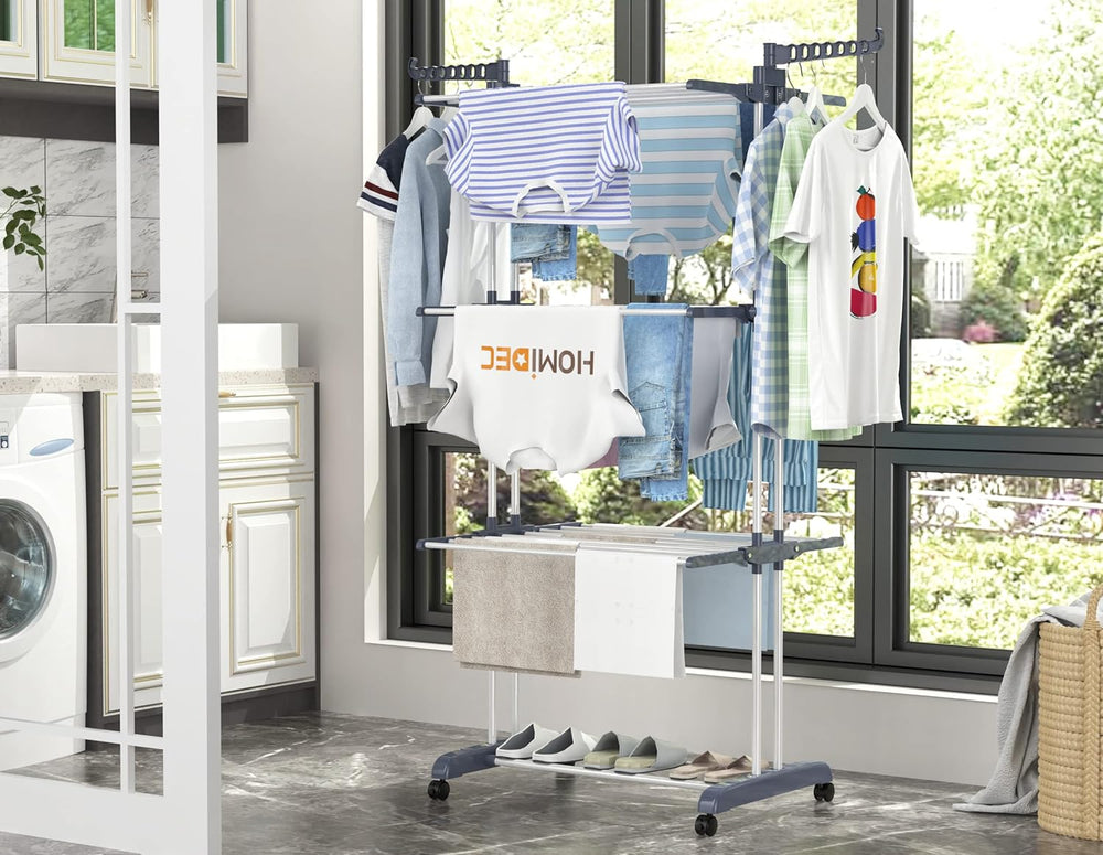 HOMIDEC Clothes Drying Rack, Oversized 4-Tier(67.7" High) Foldable Stain...