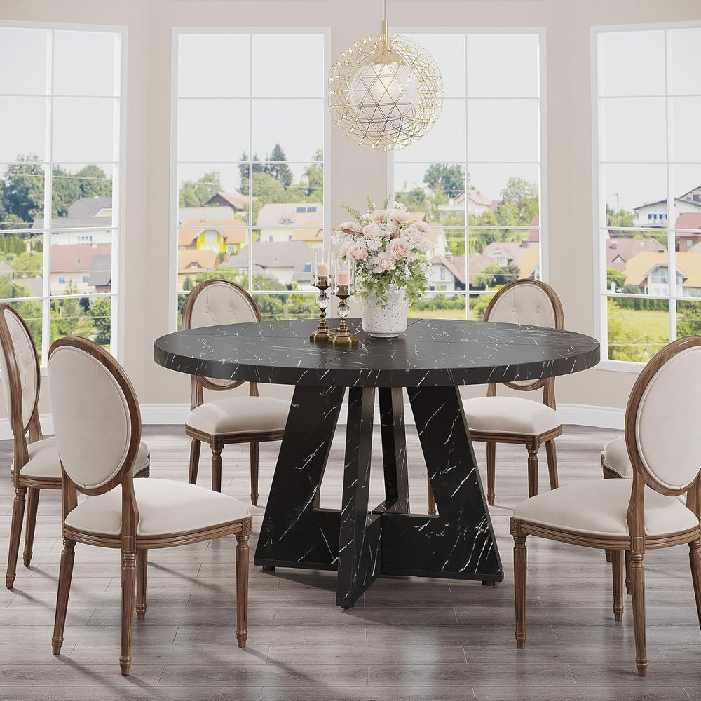 Tribesigns 47 inch Round Dining Table Wood Kitchen Table for Dining Room, 47&...