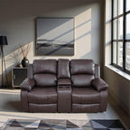 Recliner Sofa Set Couches for Living Room Chair Semi PU Fabric Living Room Furniture Sets, Adjusted Loveseat Reclining Couch Furniture Sofa Set for Theater Seating, Dark Brown