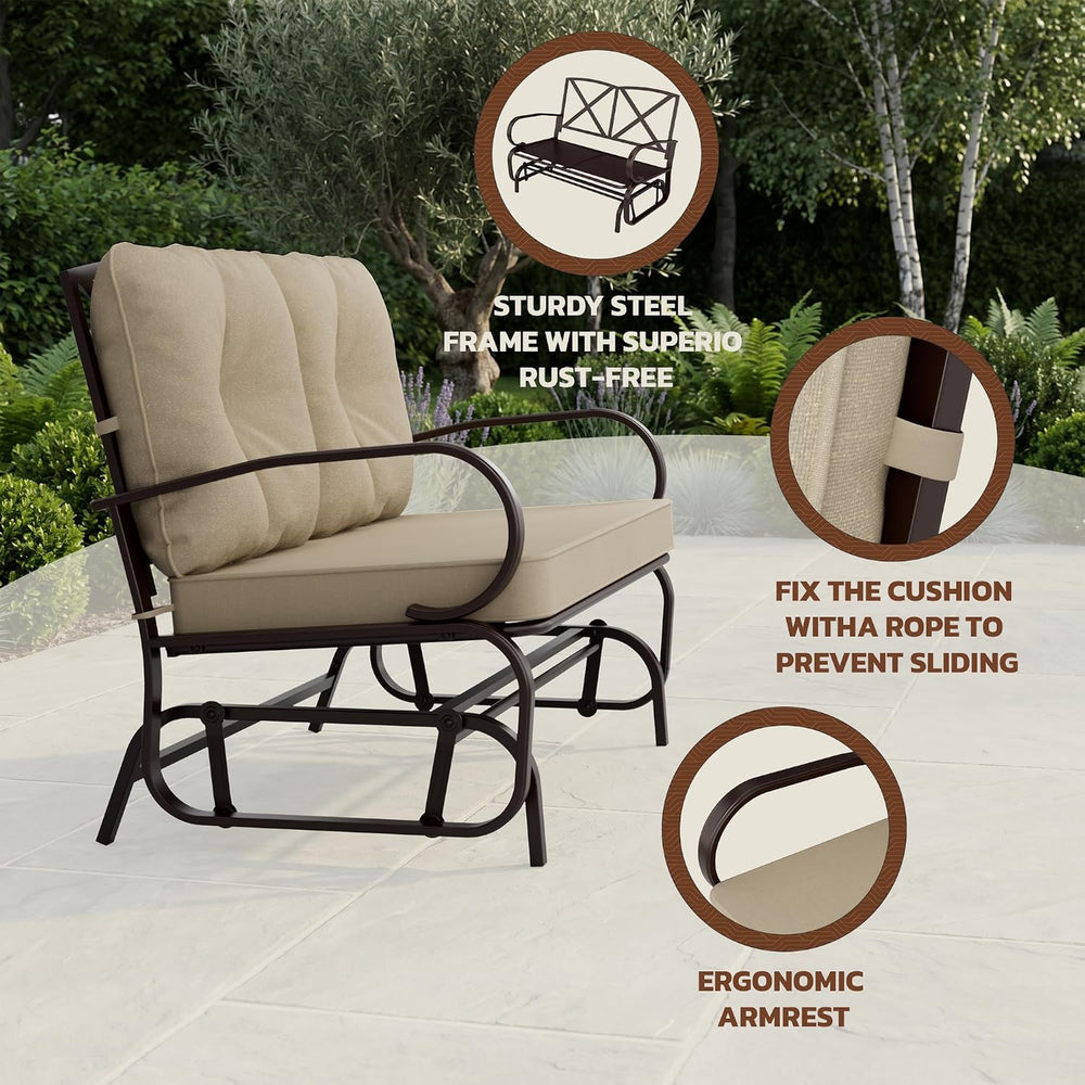 Incbruce Outdoor Glider Rocking Chair Patio Glider Bench for 2 Person, Porch ...