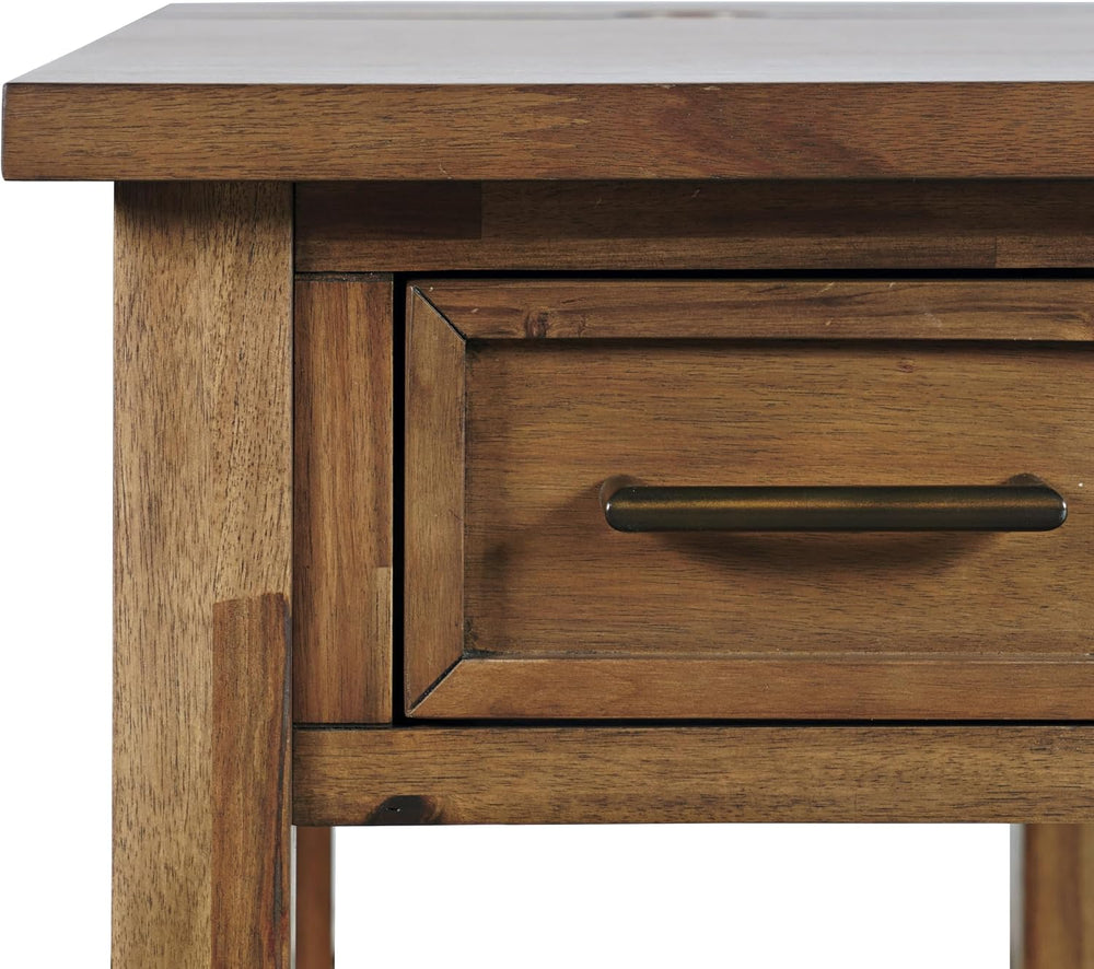 Jofran Acacia Wood USB Charging End Table with Storage, Transitional Side Tab...