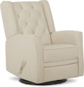 Evolur Linda Upholstered Plush Seating Swivel Glider in Shell, Greenguard Gold Certified, Modern Nursery Glider, Tool-Free Assembly